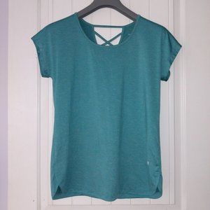 Tuff Athletics M/L Teal Workout Top w/ Cap Sleeves